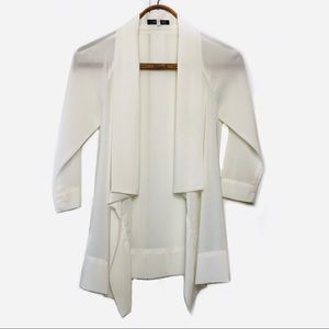 Off white sheer 3/4 sleeves open front blouse, SM
